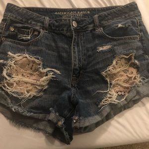 AE lace jean shorts